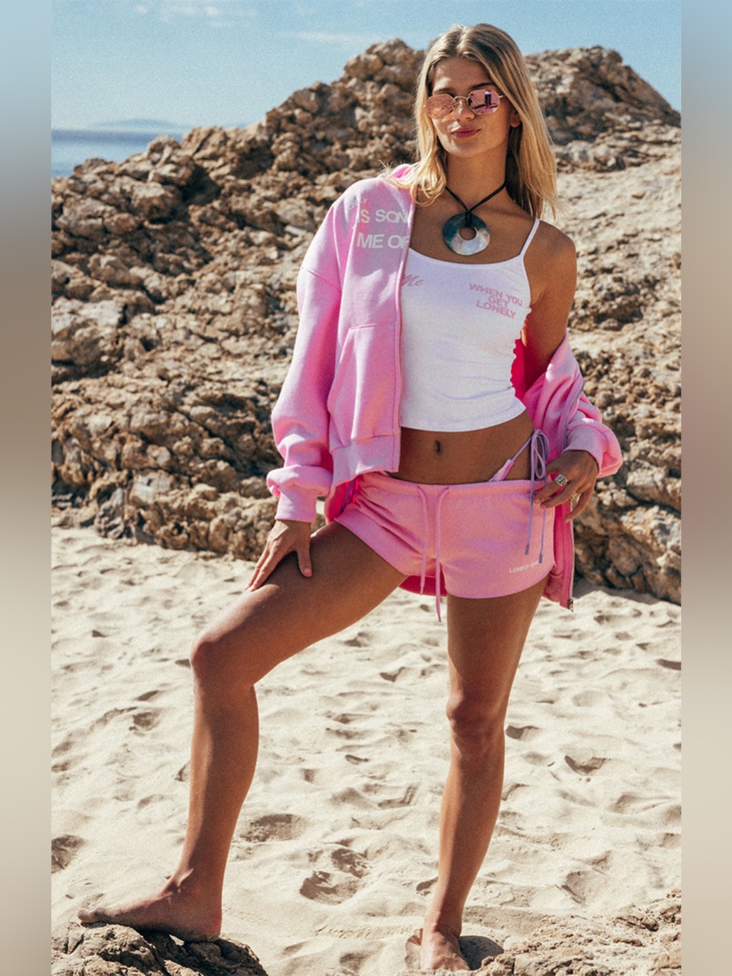 Nwt Lonely Ghost This Song Reminds Me Of You Sweat Shorts Pink Size Medium — image 5 of 7